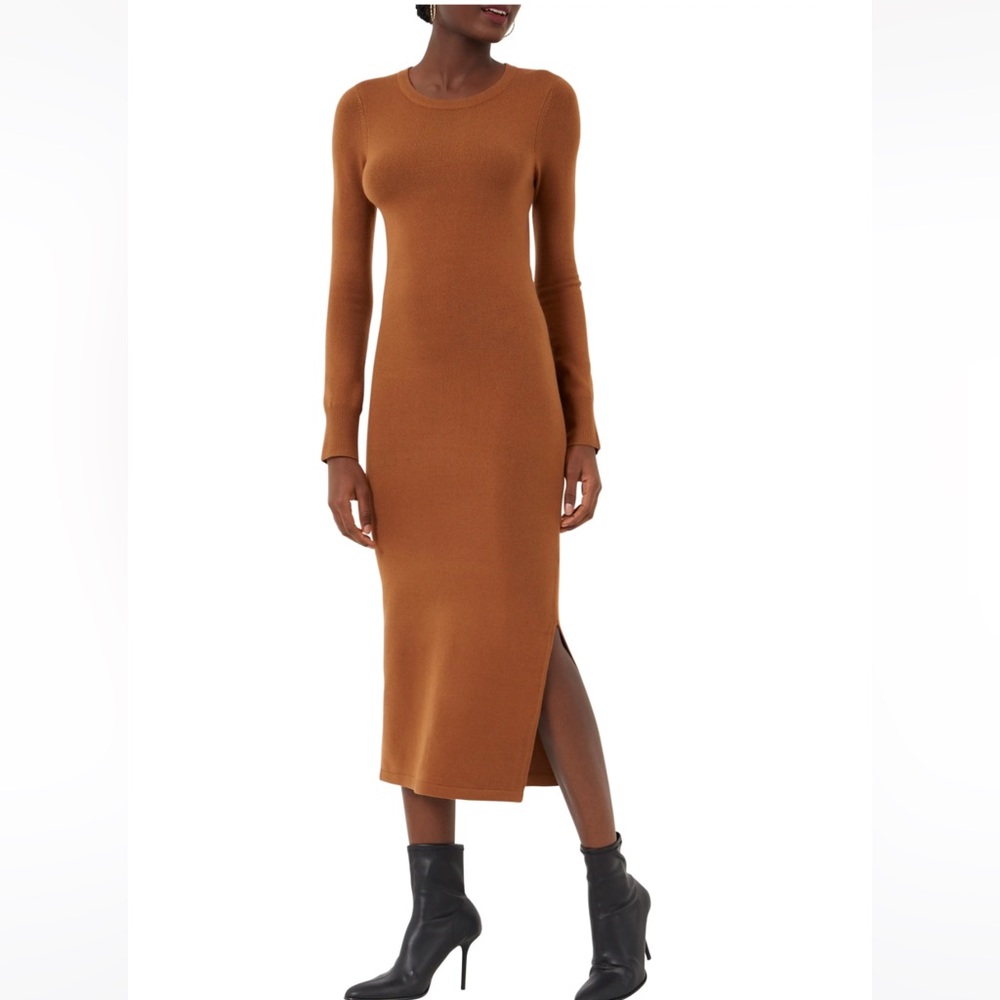French Connection Babysoft Crewneck Sweater dress - tan - small